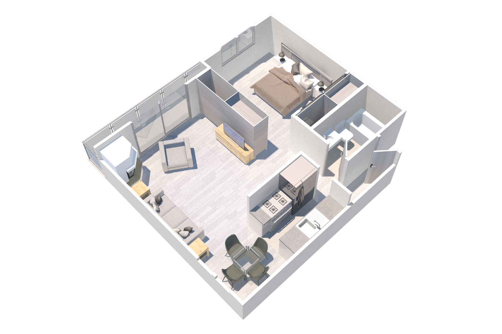 Floor plan for 1 bed, 1 bath, 550 sqft